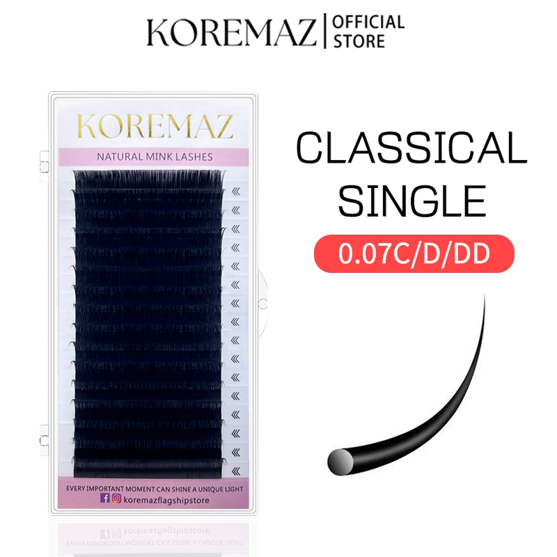 Koremaz ขนตาปลอม ขนมิงค์เทียม 0.07C D DD+ 16 แถว แบบนิ่ม