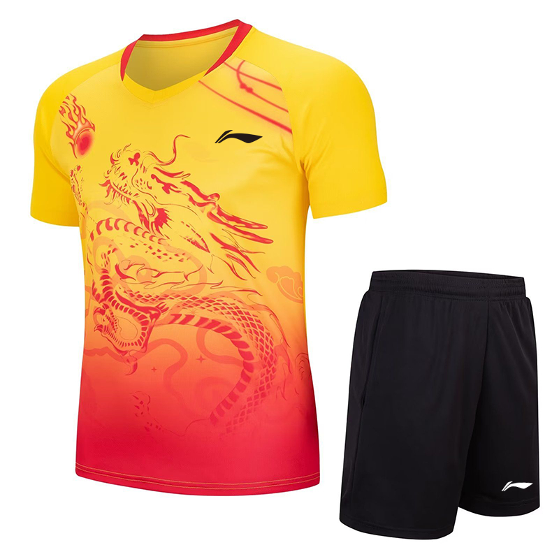 Li Ning 2024 ใหม่ เสื้อกีฬาแขนสั้น ลายมังกร ซับเหงื่อ ใส่สบาย เหมาะกับฤดูร้อน สําหรับผู้ชายและผู้หญิง เล่นเทนนิส วอลเลย์บอล เรือ