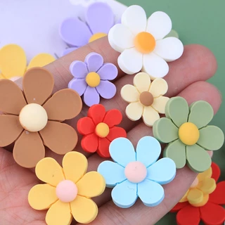 10 ชิ้น / เซต 19/27/35 มม. เคลือบด้าน ดอกทานตะวัน ดอกไม้ เรซิน ด้านหลังแบน DIY รองเท้า หัวเข็มขัด ถ้วยโทรศัพท์ อุปกรณ์เสริม