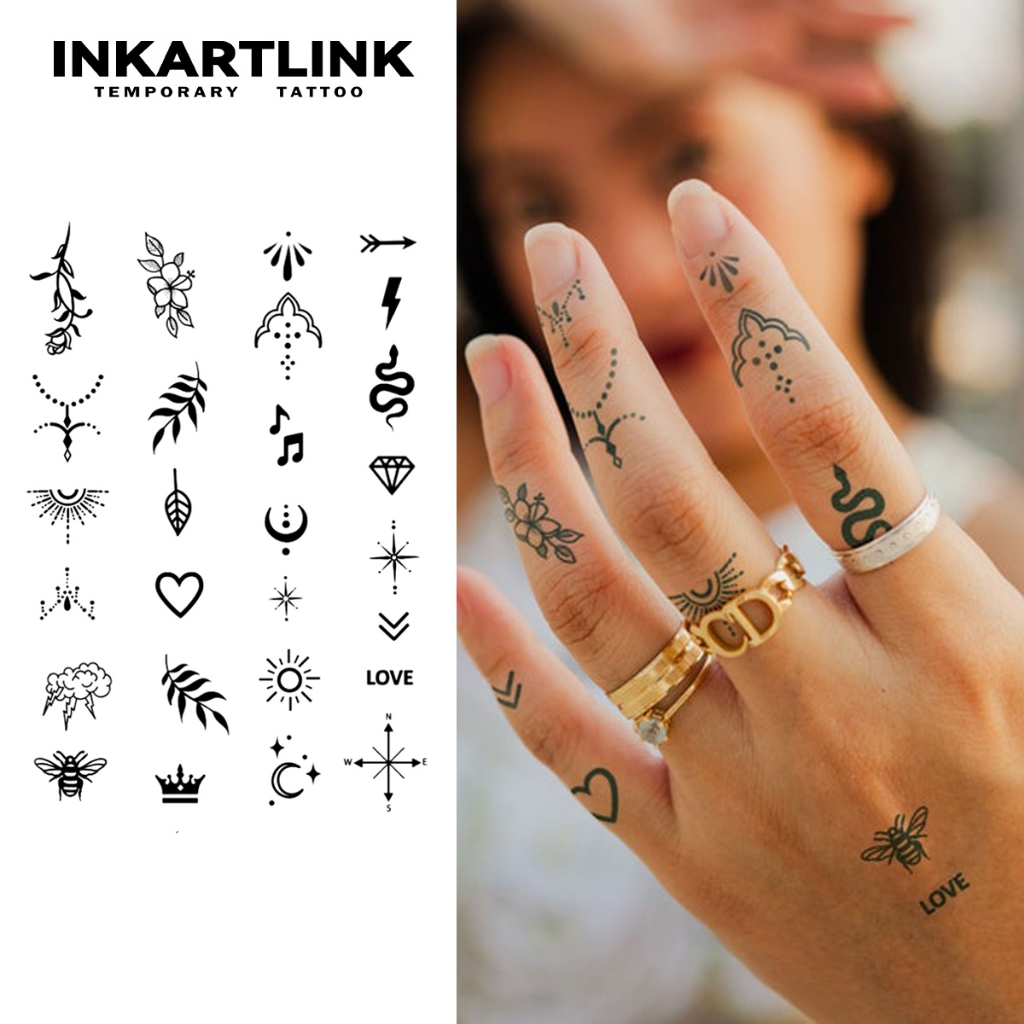 Henna Finger tattoo (1) สติกเกอร์รอยสักชั่วคราว รอยสักกึ่งถาวร กันน้ํา ติดทนนาน ใช้งานได้นานถึง 15 วัน รอยสักปลอม รอยสักกึ่งถาวร