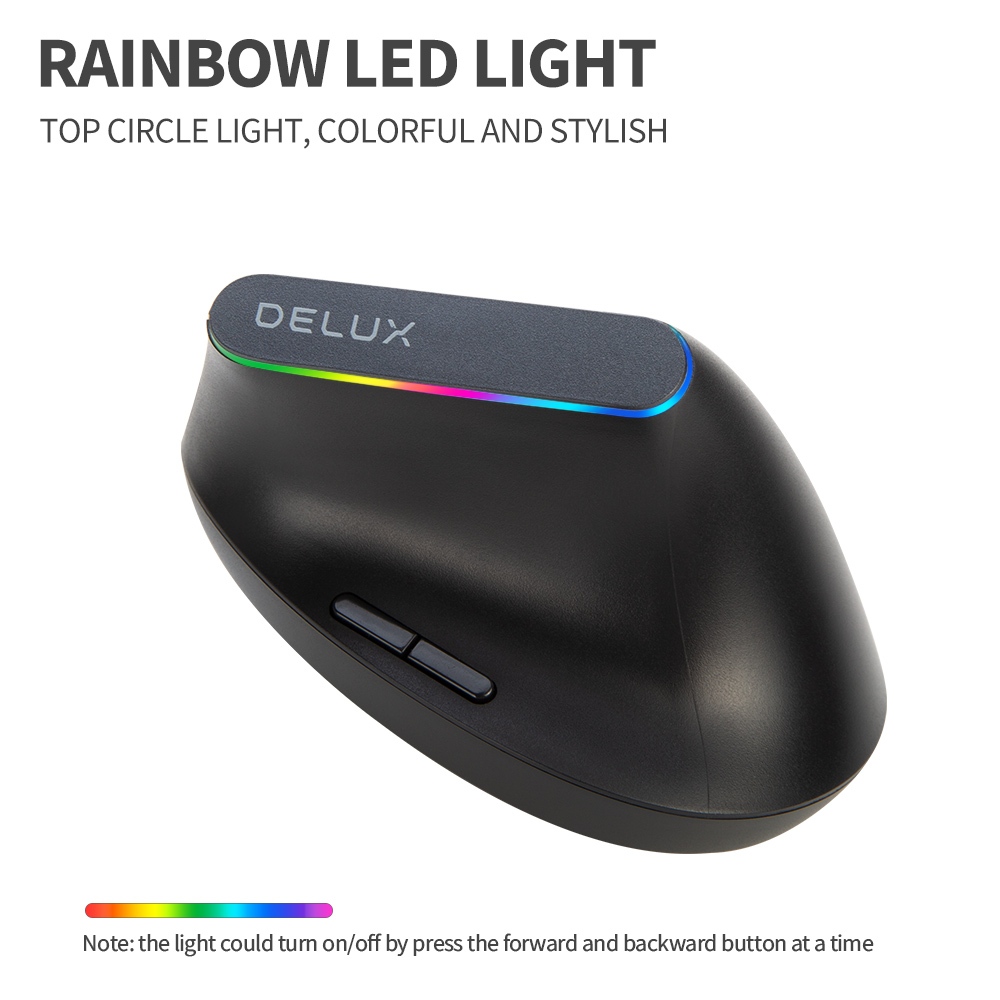 Delux M618C เมาส์เล่นเกมไร้สาย 6 ปุ่ม RGB 1600 DPI พร้อม PC Laptop