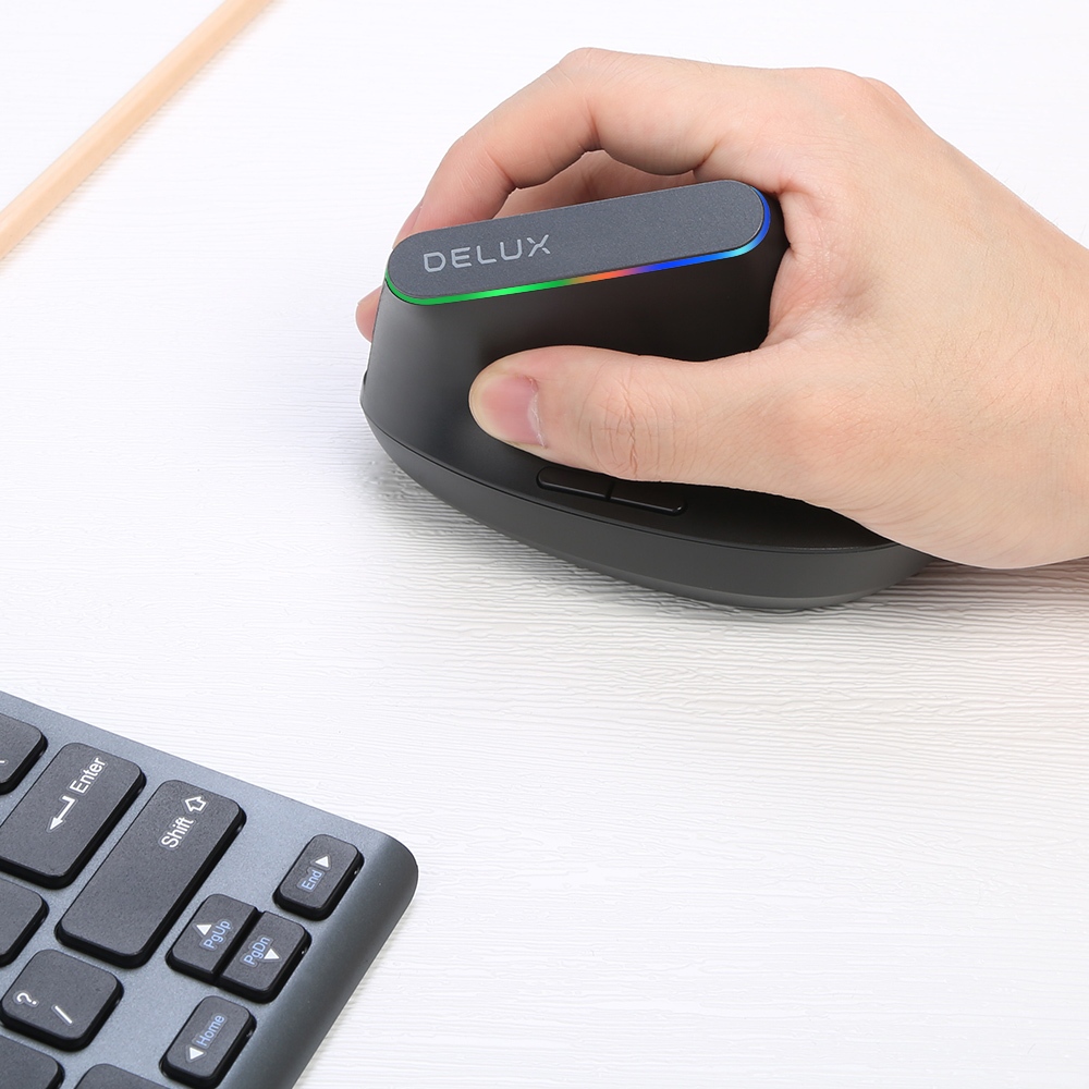 Delux M618C เมาส์เล่นเกมไร้สาย 6 ปุ่ม RGB 1600 DPI พร้อม PC Laptop