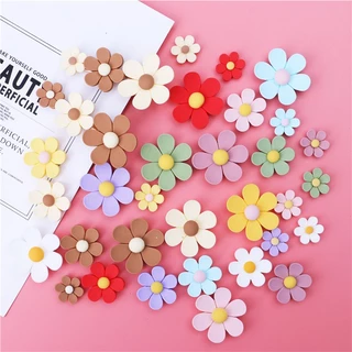 10 ชิ้น / เซต 19/27/35 มม. เคลือบด้าน ดอกทานตะวัน ดอกไม้ เรซิน ด้านหลังแบน DIY รองเท้า หัวเข็มขัด ถ้วยโทรศัพท์ อุปกรณ์เสริม