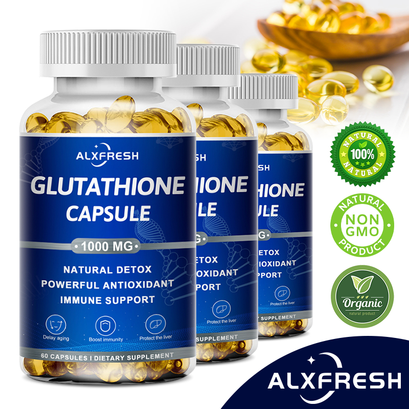 กลูตาไธโอนแคปซูลสําหรับผิวขาวจุดด่างดําสารต้านอนุมูลอิสระต่อต้านริ้วรอยเพื่อสุขภาพและตับสุขภาพล้างพิษอาหารเสริม