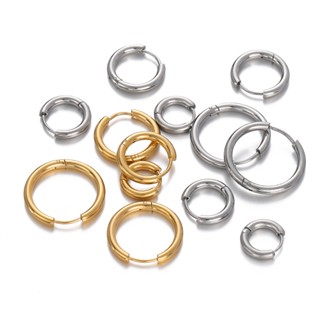 หูหัวเข็มขัดทรงกลมสแตนเลส  6-10ชิ้น สำหรับDIYต่างหู งานฝีมือ