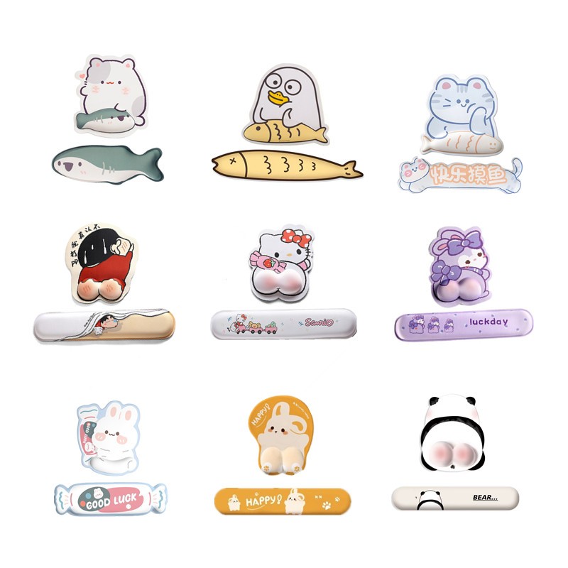 แผ่นรองเมาส์การ์ตูน แผ่นรองคีย์บอร์ด ตัวป้องกันข้อมือ 3D แผ่นรองรองมือคีย์บอร์ดแบบนุ่มกันลื่น