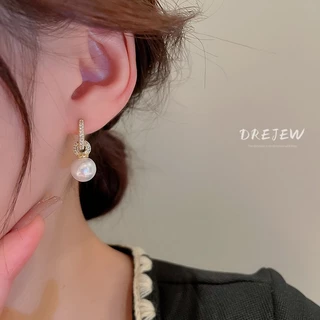 DREJEW ใหม่ ต่างหู ประดับมุก เพทาย ทอง 18K ไม่ซ้ําใคร เหมาะกับคนดังอินเตอร์เน็ต