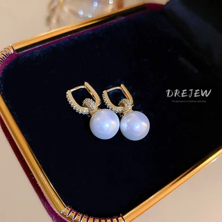 DREJEW ใหม่ ต่างหู ประดับมุก เพทาย ทอง 18K ไม่ซ้ําใคร เหมาะกับคนดังอินเตอร์เน็ต