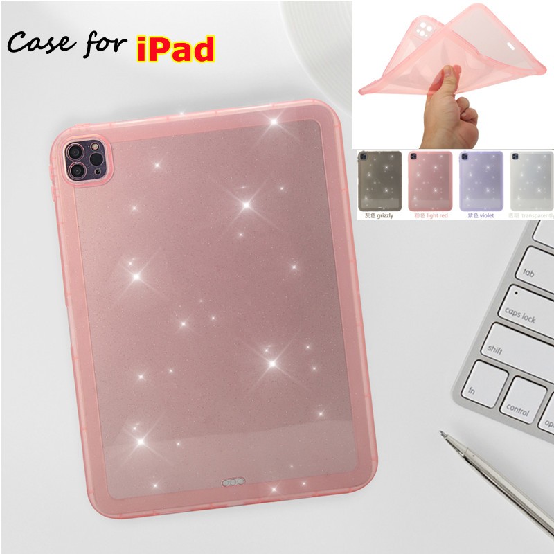 New i-Pad 10th 9th 8th 7th 6th 5th Generation Case For i-Pad 2017/2018 Pro 12 11 2022 2021 2020 2018  Mini 456 Tablet Shockproof Protection Case Fashion Color Glitter powder Clear