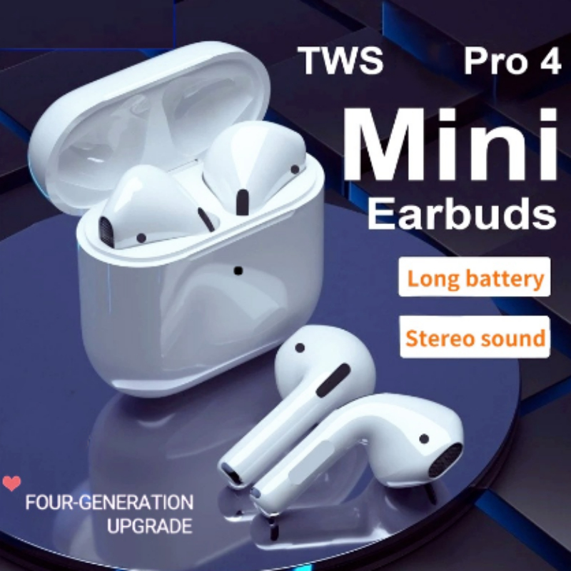 หูฟังบลูทูธไร้สายขนาดเล็ก TWS Pro4 พร้อมไมโครโฟนและระบบควบคุมแบบสัมผัส