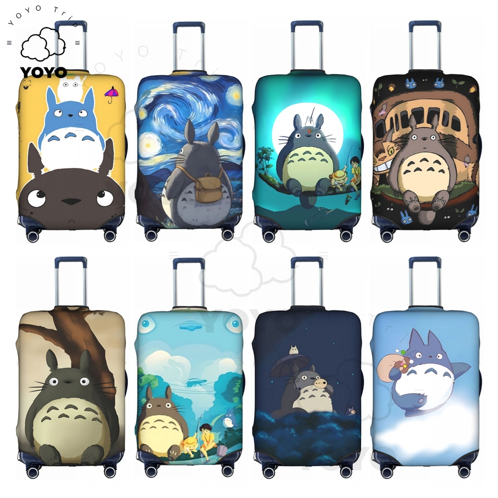 ผ้าคลุมกระเป๋าเดินทาง แบบหนา ยืดหยุ่นสูง ลายการ์ตูน My Neighbor Totoro 18 24 28 32 นิ้ว