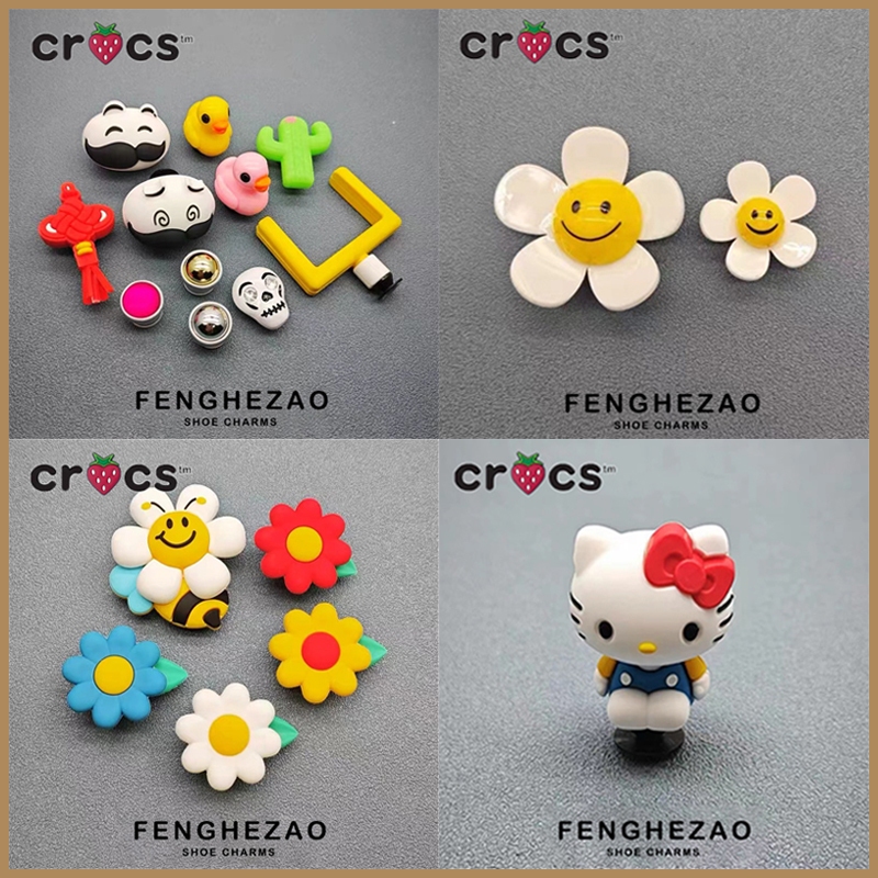 Jibbitz Crocs charm ใหม่ ตัวติดรองเท้า Crocs ลายการ์ตูนดอกไม้ 3D อุปกรณ์เสริม สําหรับตกแต่งรองเท้า 2024