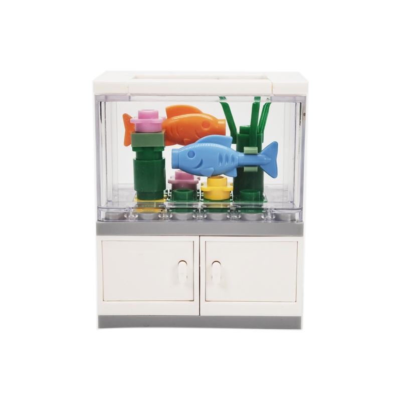 NEW FISH บล็อกตัวต่อตู้ปลา เฟอร์นิเจอร์ ของที่ระลึก รูปอิฐ สไตล์คลาสสิก ของเล่นสําหรับเด็ก