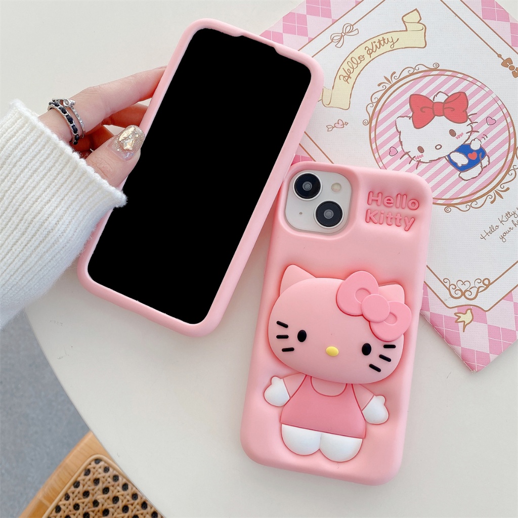 เคสซิลิโคน Softshell Bracket Kitty Cat เคส IPhone สําหรับ 16ProMax 15 14pro 11 13 12ProMax