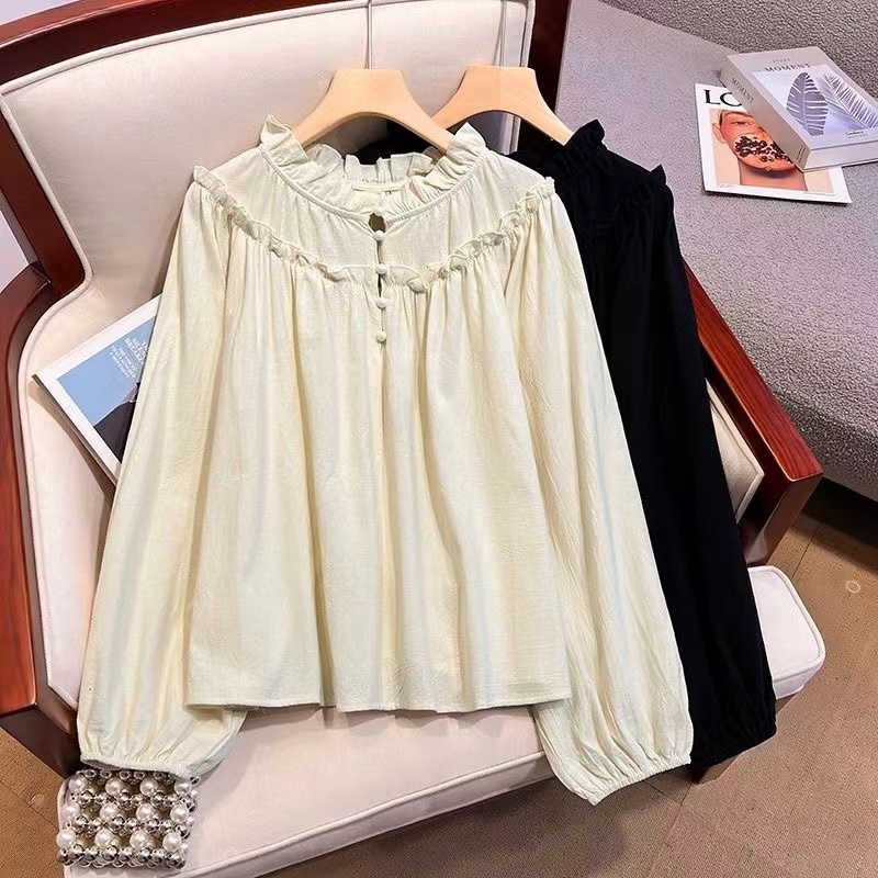 เสื้อเชิ้ตแขนยาว ผ้าชีฟอง ทรงหลวม สไตล์เกาหลี สําหรับผู้หญิง