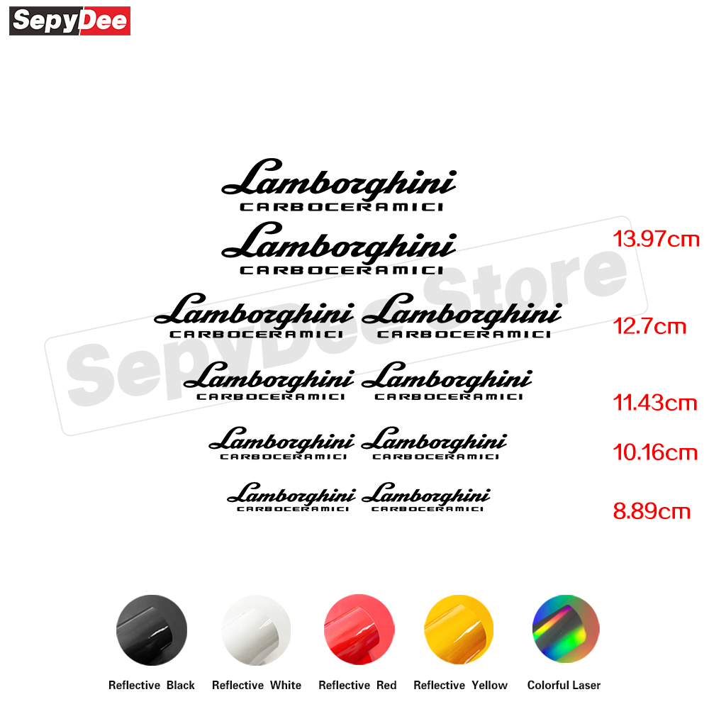 สติกเกอร์คาลิปเปอร์เบรกรถยนต์ กันน้ํา ทนอุณหภูมิสูง และทนอุณหภูมิสูง อุปกรณ์เสริม สําหรับ Lamborghini Carboceramici 10 ชิ้น