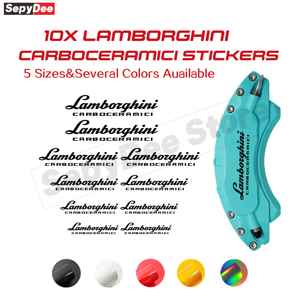 สติกเกอร์คาลิปเปอร์เบรกรถยนต์ กันน้ํา ทนอุณหภูมิสูง และทนอุณหภูมิสูง อุปกรณ์เสริม สําหรับ Lamborghini Carboceramici 10 ชิ้น