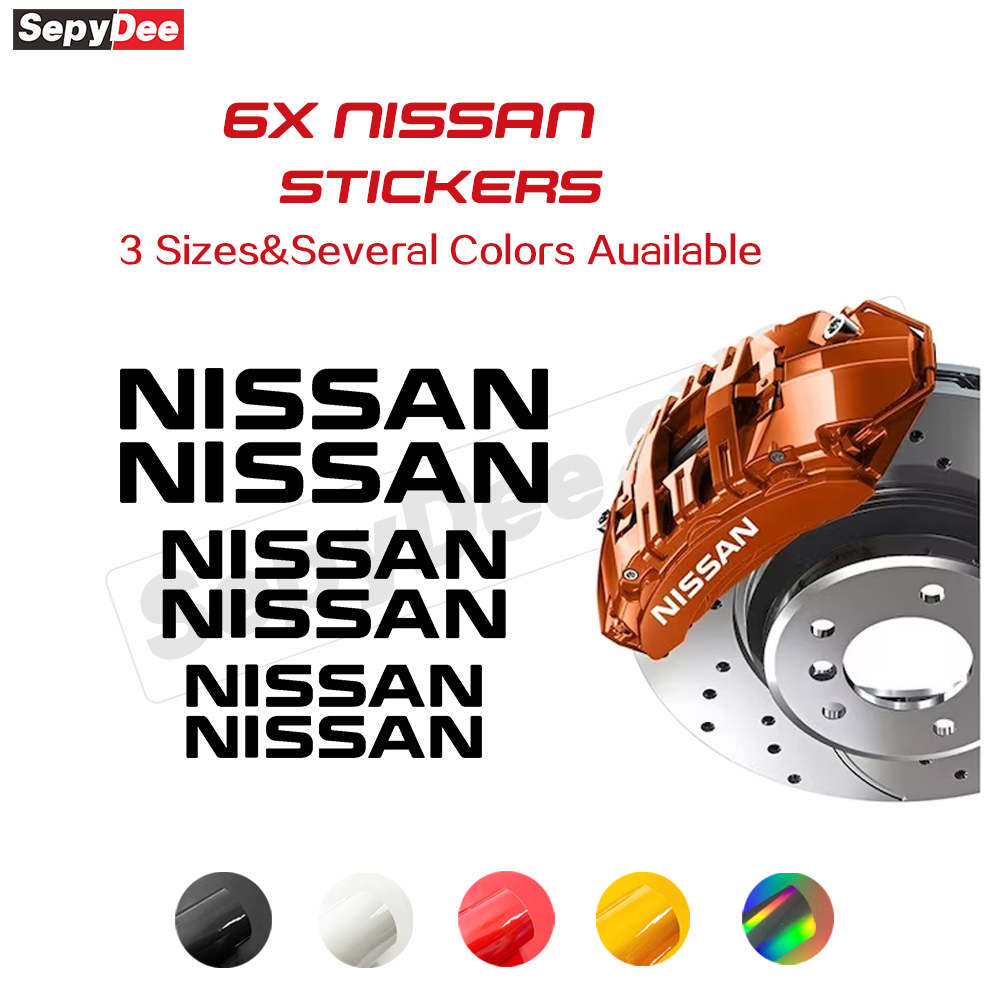 สติกเกอร์คาลิปเปอร์เบรกรถยนต์ กันน้ํา ทนอุณหภูมิสูง 6 ชิ้น สําหรับ Nissan Nismo 350z 370z Juke GT-R