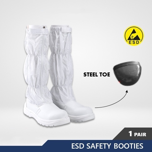 【Uhome】ESD รองเท้าบูทนิรภัย หนัง PU ป้องกันไฟฟ้าสถิตย์ ป้องกันฝุ่น เพื่อความปลอดภัย