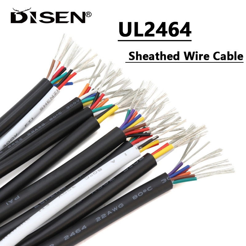 1 เมตร 18-28 AWG UL2464 Sheathed สายไฟทองแดงสัญญาณ 2 3 4 5 6 7 8 10 Core Soft Electronic Audio Wire