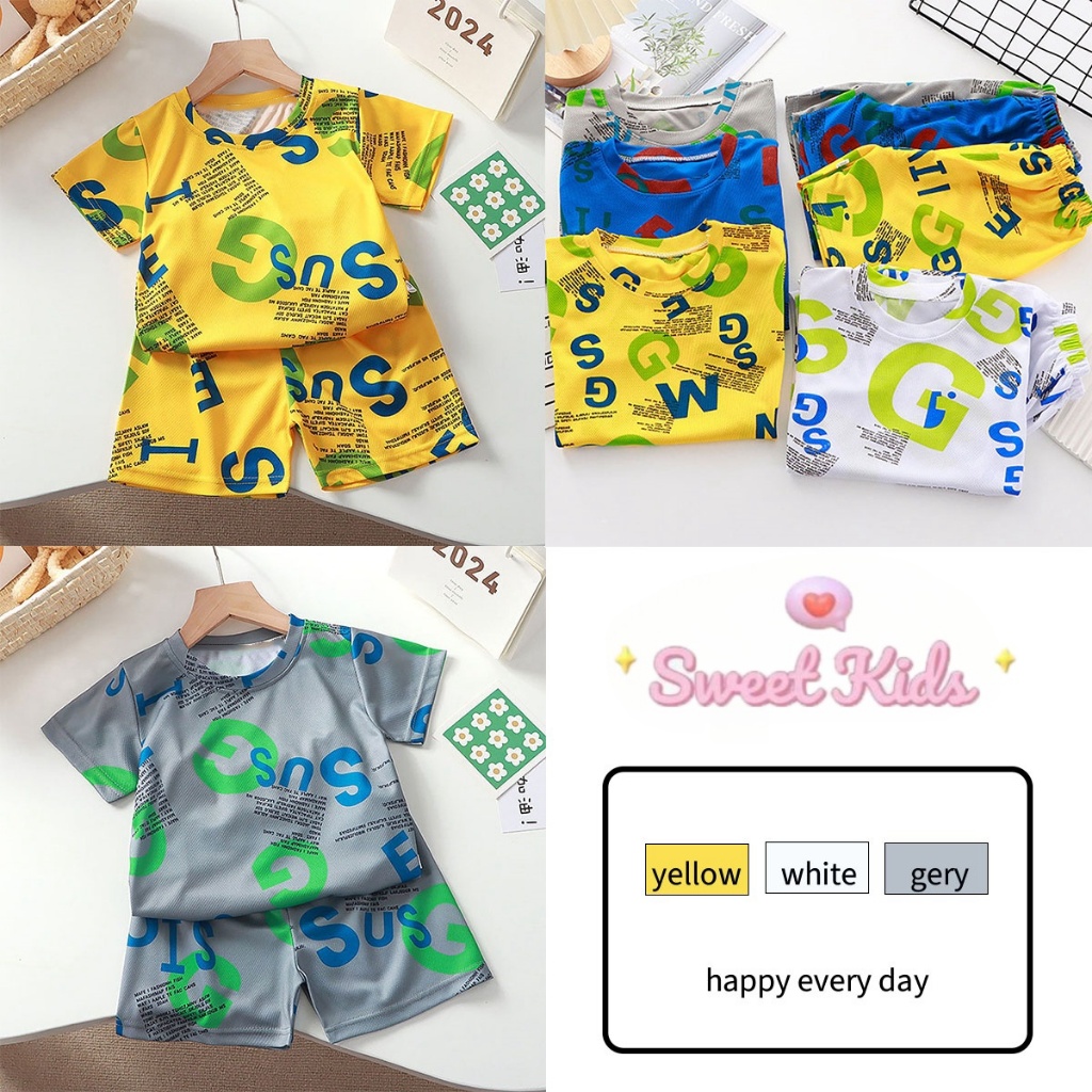 SweetKids พร้อมส่งจากกทม ชุดเซ็ทเด็กชาย ลําลอง เสื้อแขนสั้นกางเกงขาสั้น สไตล์เกาหลี แฟชั่น ผ้านุ่มๆ ขายดี ฤดูร้อน