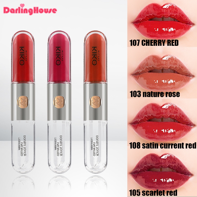 อิตาลี KIKO milano Lip Gloss ลิปสติก 6ml แบบดับเบิ้ลทัชไม่จํากัด #103natural กุหลาบ #108satin สีแดงกระแส   #126 โรสนู้ด – โปรปัง