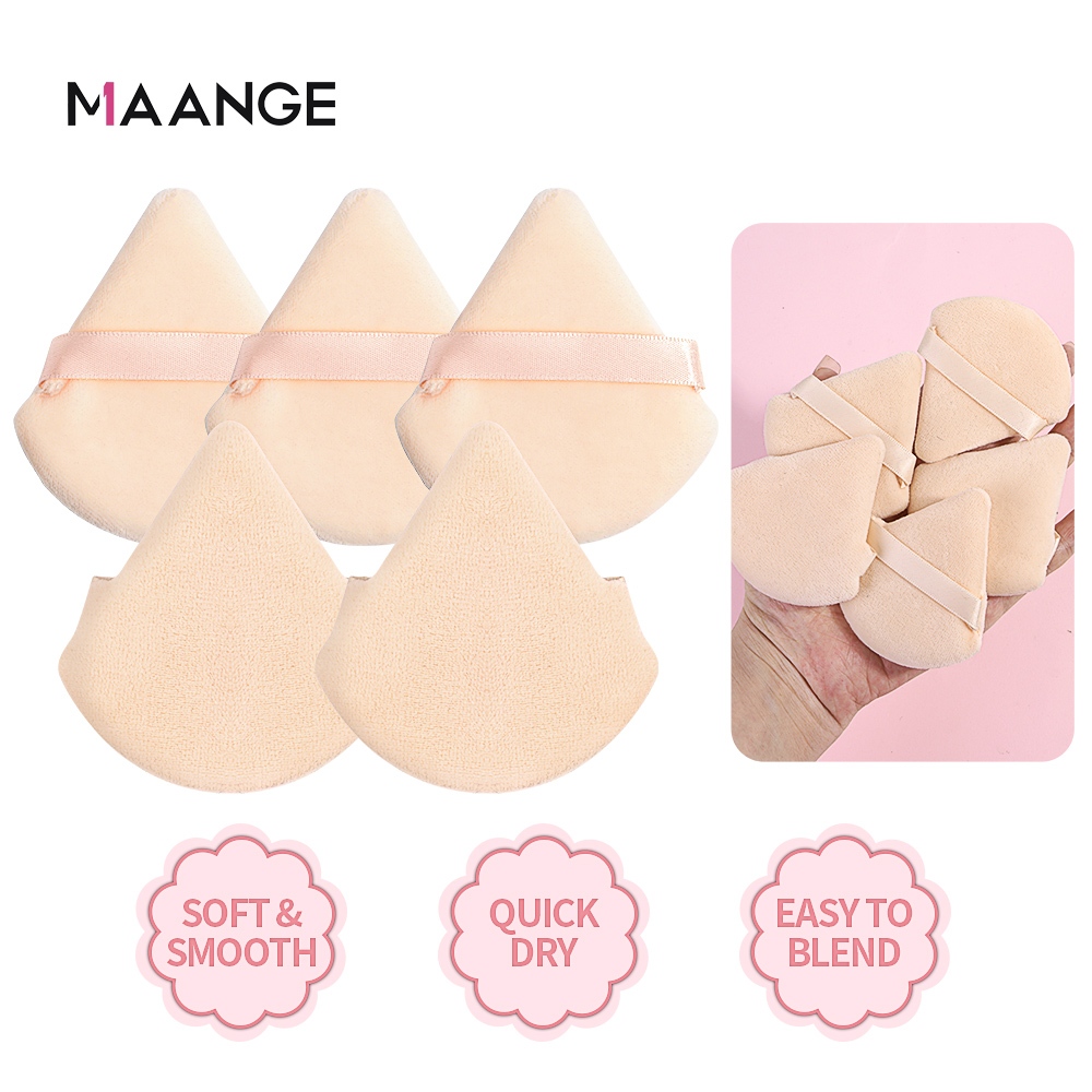 MAANGE พัฟฟองน้ําแต่งหน้าแบบสองด้านนุ่มพิเศษเปียกและแห้งแบบพกพา พัฟแต่งหน้า ​5 ชิ้นพัฟรองพื้น