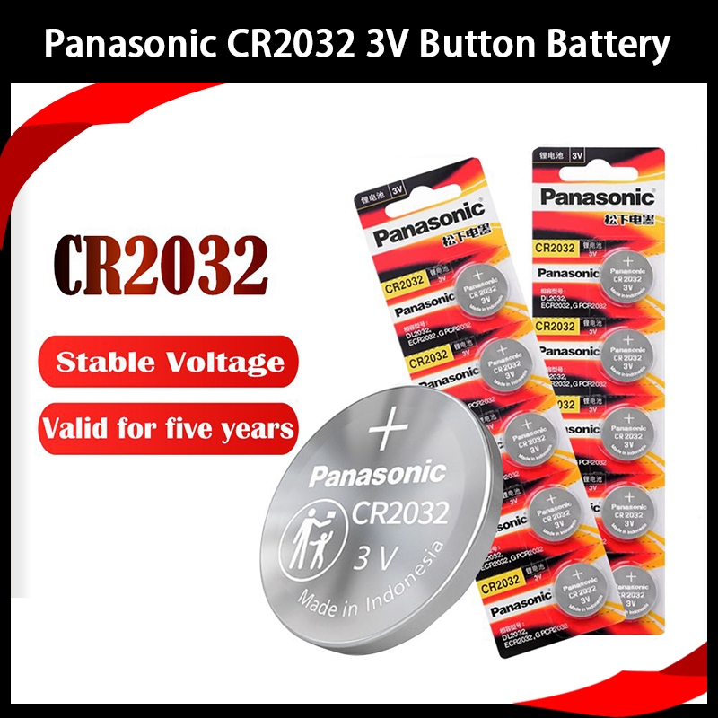 Panasonic แบตเตอรี่ปุ่มกด 3V CR2032 DL2032 ECR2032 สําหรับรถยนต์ รีโมตคอนโทรล นาฬิกา เครื่องคิดเลข และอื่น ๆ