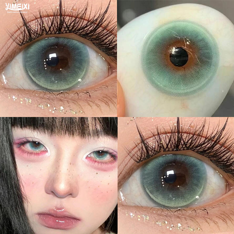 Yimeixi คอนแทคเลนส์คอสเพลย์ ไฮโดรเจล แบบนิ่ม เส้นผ่าศูนย์กลาง 14.5 มม. สีเขียว 1 ปี 2 ชิ้น 2024