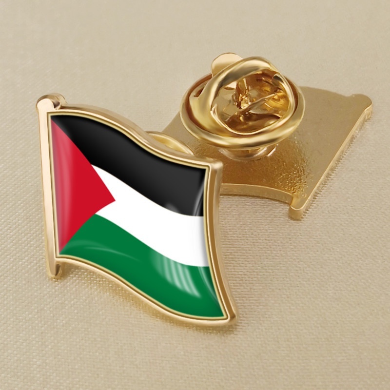 Palestian Flag เข็มกลัดป้ายโลหะคริสตัลวางกาว Palestine Pin มิติปุ่มผีเสื้อป้ายธง