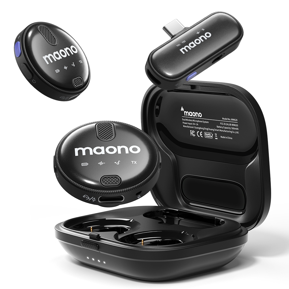 Maono WM620 PC2 ไมโครโฟนไร้สาย พร้อมไมโครโฟนลดเสียงรบกวน 2 ระดับ 2.4GHz สําหรับ Android TikTok สัมภาษณ์ Vlogging และสตรีมมิ่ง