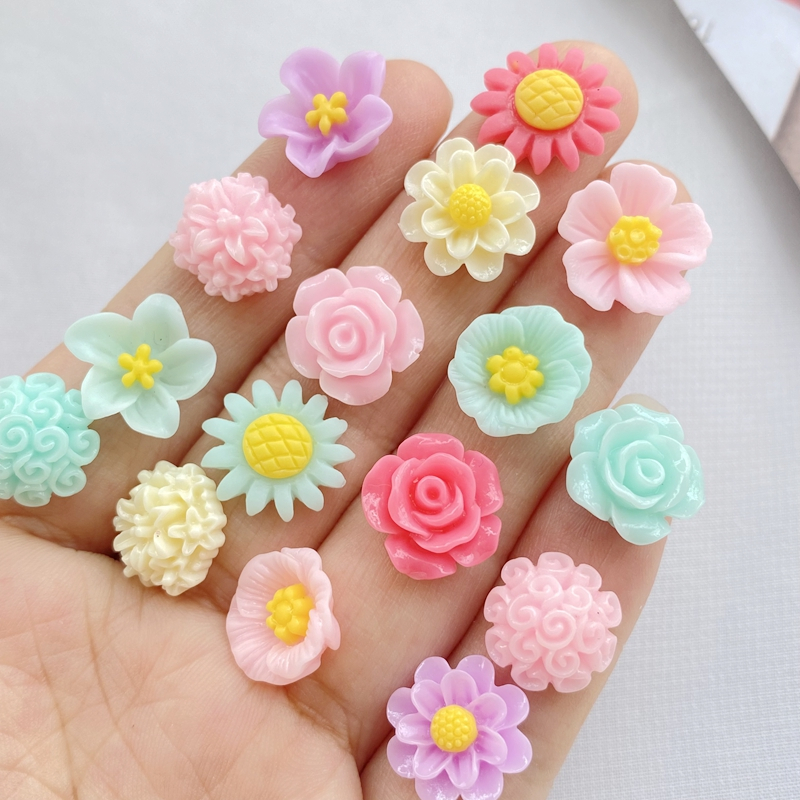 อุปกรณ์ตกแต่งเล็บ ลายดอกกุหลาบ ดอกคามิเลีย ดอกเดซี่ 3D คละแบบ อุปกรณ์เสริม สําหรับตกแต่งเล็บ 20 ชิ้น