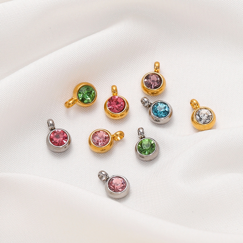 St. kunkka 4-10 ชิ้นสแตนเลสแนวตั้งแขวน Birthstone สําหรับ DIY สร้อยข้อมือสร้อยคอจี้ทํา