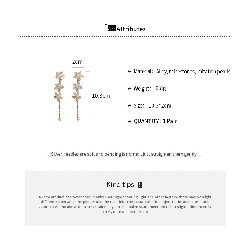 DREJEW ต่างหูเข็มเงิน 925 ประดับมุก เพชร ดอกไม้ พู่ยาว หรูหรา แฟชั่น สําหรับผู้หญิง - รูปที่ 7