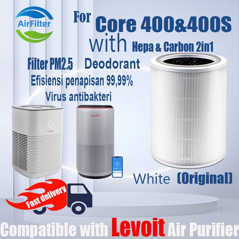 เปลี่ยนใช้งานร่วมกับ levoit Core 400&400S Filter อุปกรณ์เสริมเครื่องฟอกอากาศ HEPA & Active Carbon Hi