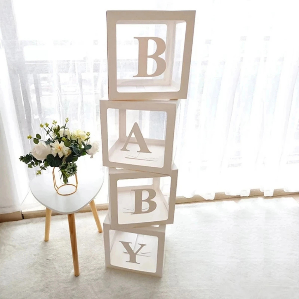 กล่องลูกโป่งใส ลายตัวอักษร Happy Birthday A-Z สีขาวทอง สําหรับตกแต่งปาร์ตี้วันเกิด