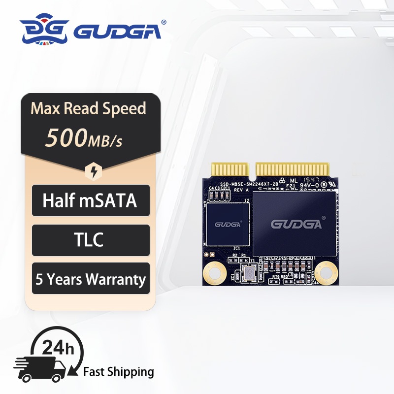 GUDGA mSATA ครึ่งขนาด 128GB 256GB 512GB 1TB SSD ฮาร์ดไดรฟ์ครึ่งขนาด mSATA SSD SATA ภายใน Solid State