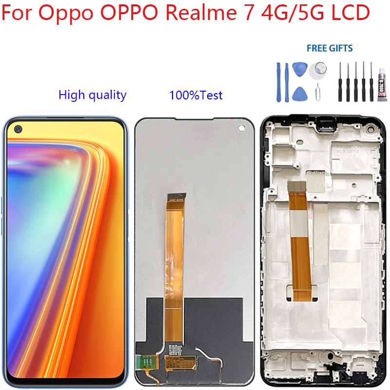 หน้าจอแสดงผลดิจิทัล LCD พร้อมกรอบ สําหรับ Realme 7 4G 5G RMX2155 RMX2151 RMX2111 Realme7
