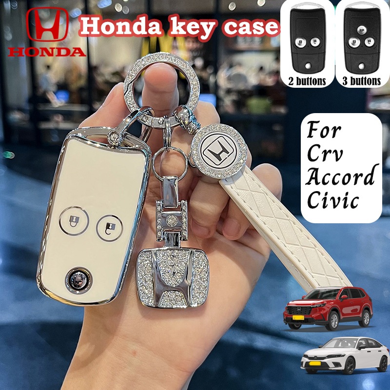 เคสหนัง TPU ลายนูน พร้อมพวงกุญแจ สําหรับ Honda CRV Accord Civic 2 3 ปุ่ม