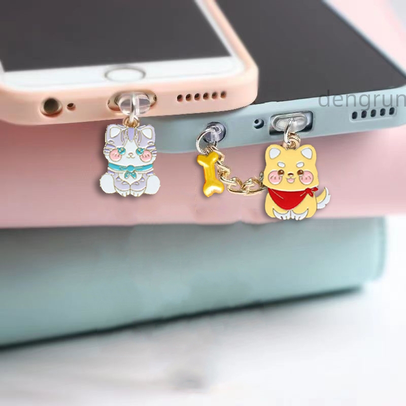 แมวกับดอกไม้ น่ารัก จุกเสียบกันฝุ่น ที่ห้อยโทรศัพท์ ไอโฟน iphone type c android ที่กันฝุ่นลําโพง