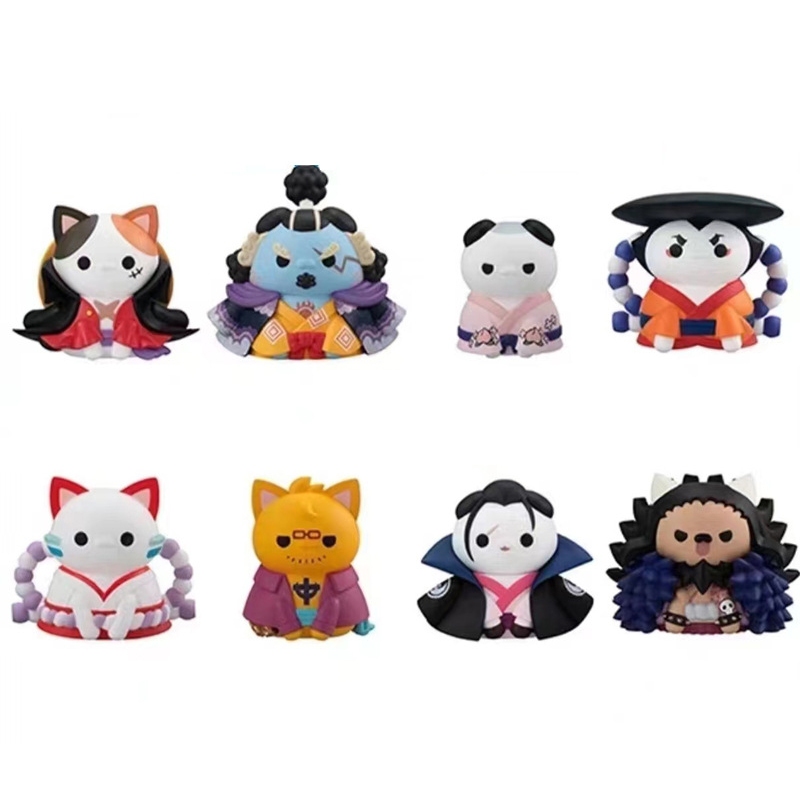 โมเดลฟิกเกอร์ PVC อนิเมะ One Piece Ninja Cat Jinbe Kozuki Oden Kaido Yamato Kozuki Momonosuke Q Version ขนาด 4 ซม. ของเล่นสําหรับเด็ก 8 ชิ้น ต่อชุด