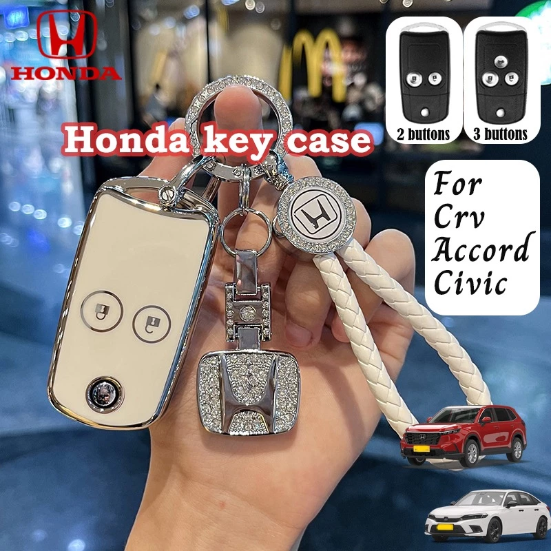 เคสกุญแจรีโมทรถยนต์ TPU แบบถัก สําหรับ Honda CRV Accord Civic 2 3 ปุ่ม
