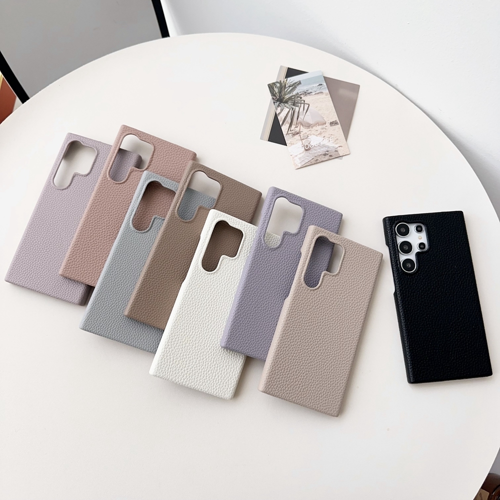 เคสโทรศัพท์มือถือหนัง แบบแข็ง กันกระแทก ลายลิ้นจี่ สําหรับ Samsung Galaxy A55 A15 A35 A54 A14 A34 A24 A53 A33 A05 A05s