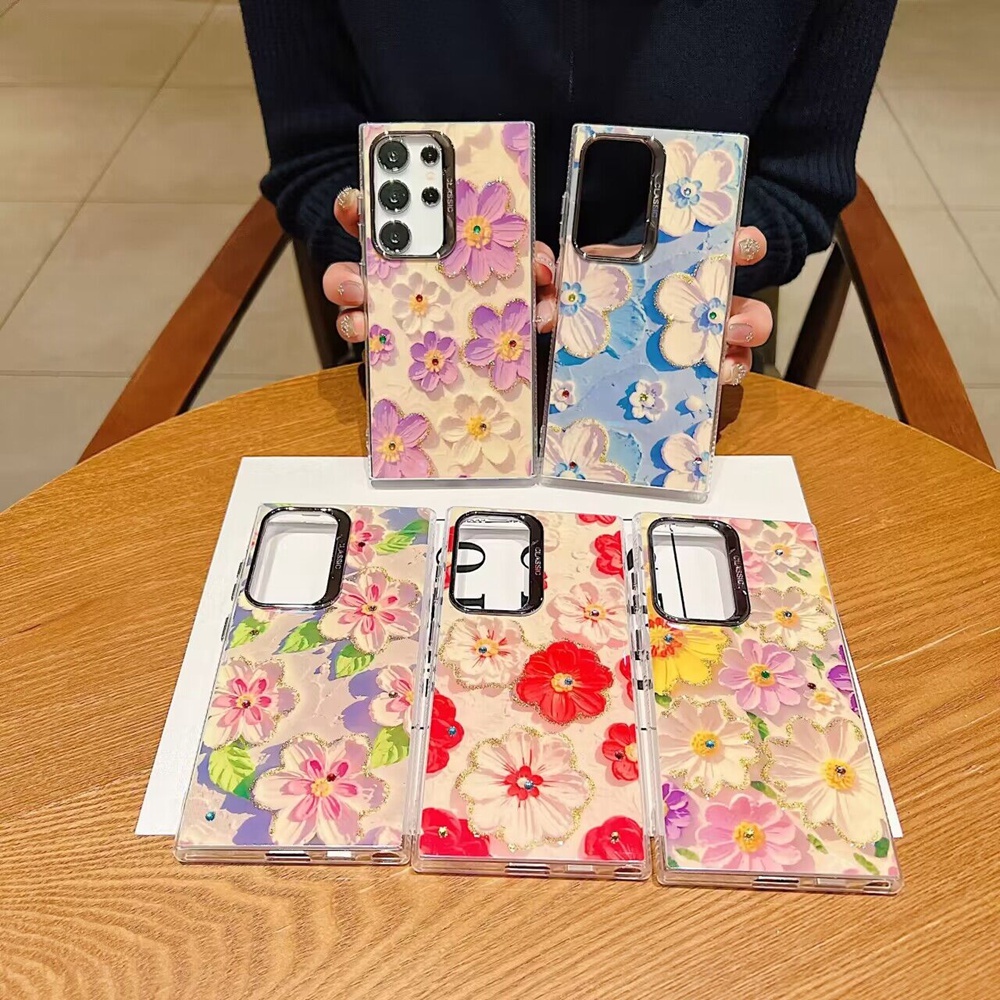 เคสโทรศัพท์อะคริลิค ลายดอกไม้ กันกระแทก สําหรับ Samsung Galaxy S23 S24 Plus Ultra A15 A25 A34 A54