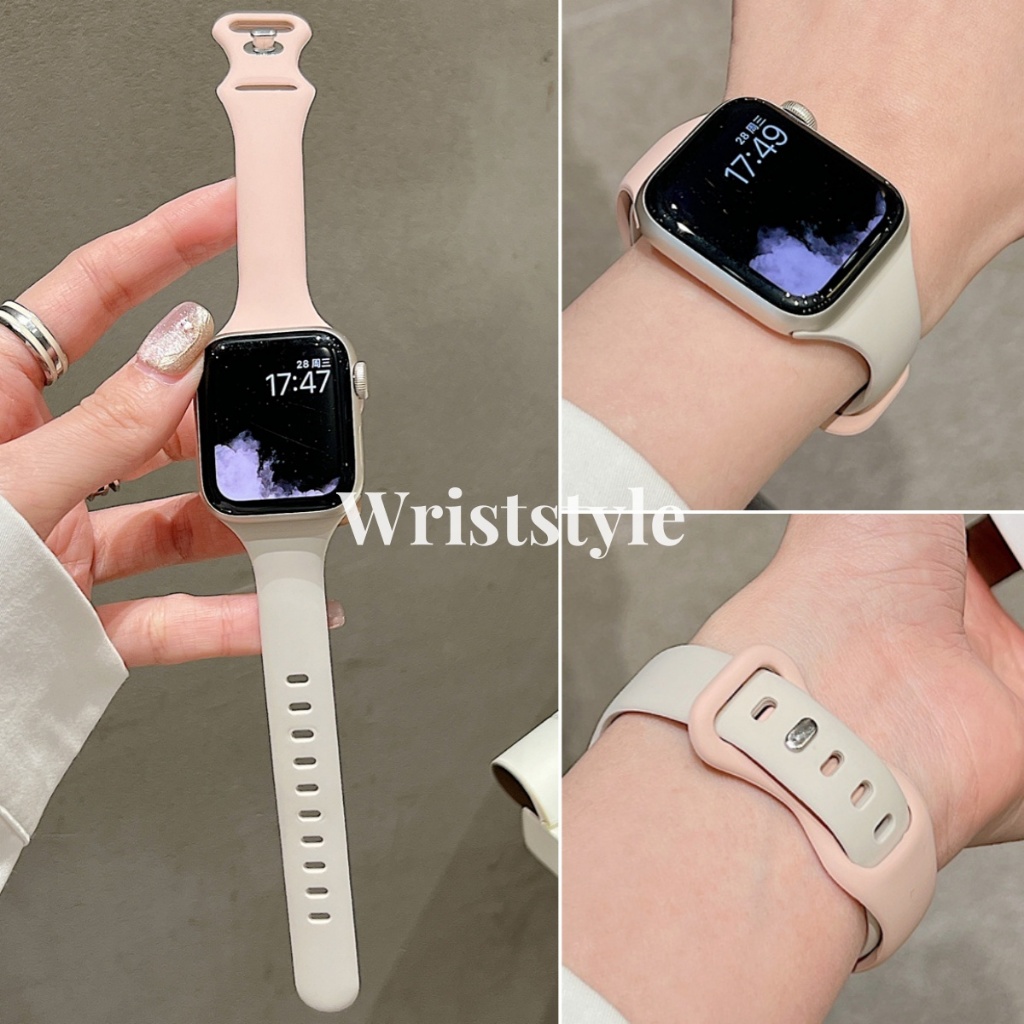 สายนาฬิกาข้อมือซิลิโคน สองสี สําหรับ Apple Watch S9 8 7 6 5 4 3 2 1 SE ULTRA iWatch 49 มม. 45 มม. 44 มม. 42 41 มม. 40 มม. 38