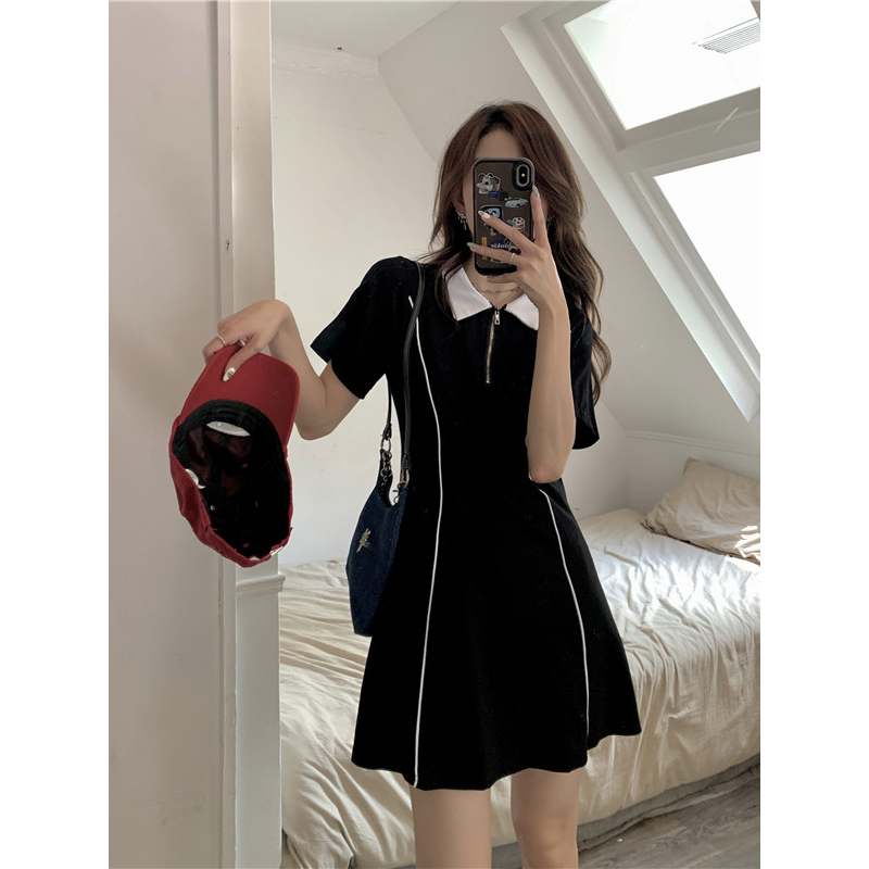 ส่งไวจากไทย SELLDA M-2XL ผู้หญิง สไตล์เกาหลี แขนสั้น เสื้อโปโล โอเวอร์ไซส์ เสื้อ ชุดเดรส