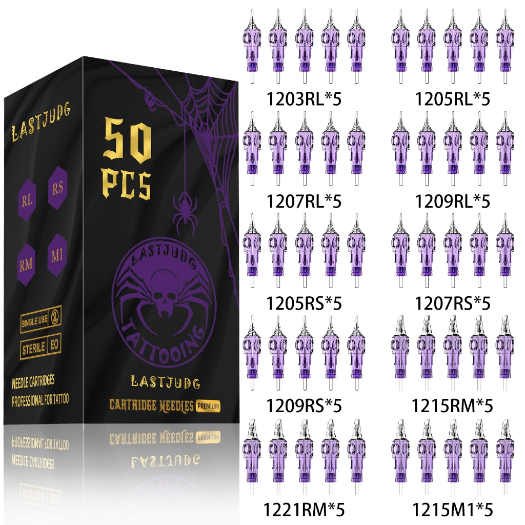 Poseidon เข็มสัก 50 ชิ้น / กล่อง ตลับ เข็มสัก คละขนาด เข็มสัก สําหรับปากกาสัก และเครื่อง ชุด อุปกรณ์ จัดหาอุปกรณ์