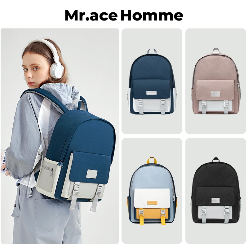 Mr.ace Homme กระเป๋าเป้สะพายหลัง กันน้ํา ความจุขนาดใหญ่ สไตล์เกาหลี สําหรับผู้หญิง และผู้ชาย