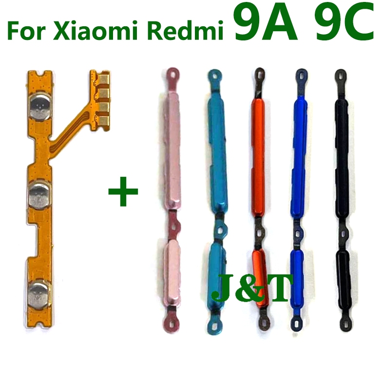เปิดสวิตช์ระดับเสียงปุ่ม flex สําหรับ Redmi 9A 9C Up Down ปุ่มด้านข้างสายริบบิ้น