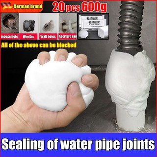 20 PCS 600g Sealant Mud Air Conditioning Hole Mouse Hole Sewer Hole Plugging Repair Wall Waterproof Flexible Cement Glue